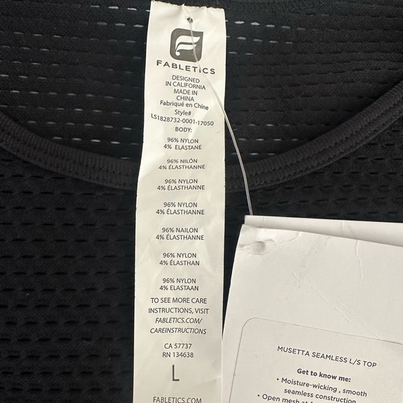 Fabletics Musetta Seamless Long-Sleeve Top size large NWT - Picture 5 of 5